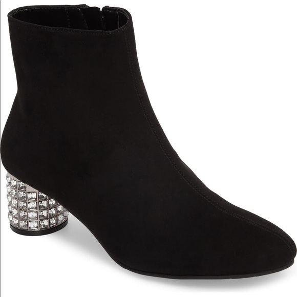 Sparkling Crystal Embellished Kitten Heel Booties - Picture 3 of 5